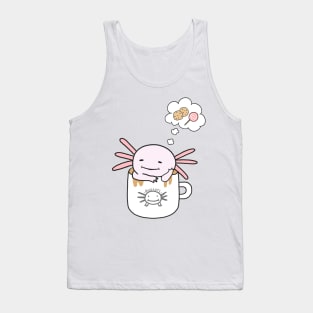 Axolotl in a Coffee Mug Cute Meme Funny Food Kawaii Art Tank Top